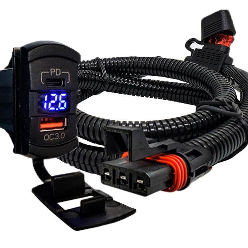 6ft. Power Bus Bar Plug Harness Dual USB Port QC