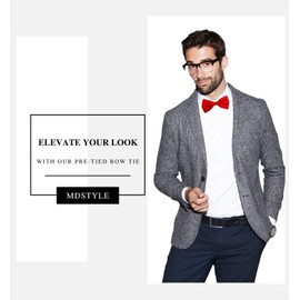 MDSTYLE Bow Ties for Men Pre-Tied Adjustable - Classic Men's Bow Tie - Tuxedo Wedding Formal Bowtie Solid Color Bowties (Red)