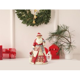 Enesco Jim Shore Heartwood Creek Nordic Noel Santa with Toy Bag Figurine- Stone Resin Hand Painted Crafted Collectible Santa Figurines Christmas Home Decor Statue, 8.66 Inch