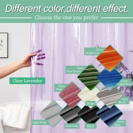 Mrs Awesome Clear Lavender Shower Curtain Liner with 3 Magnets, 72x72 Premium Flexible Sturdy Plastic Shower Curtain for Bathroom Lightweight & Waterproof, Clear Lavender