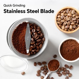 Electric Coffee Grinder, 28000rpm, Vegetable, Seed, Spice Grinding, Kitchen Wet Grinding and Dry Grinding 2-in-1, Removable Bowl, US Plug (Black, Dry Grind (1 Bowl))