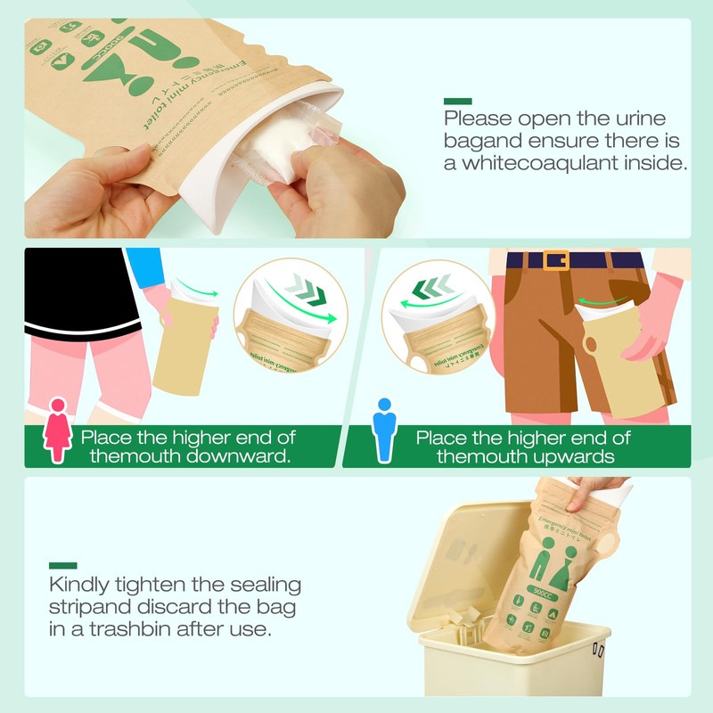 HeyFir Disposable Urine Bags for Travel, 900ML Portable Solutions for