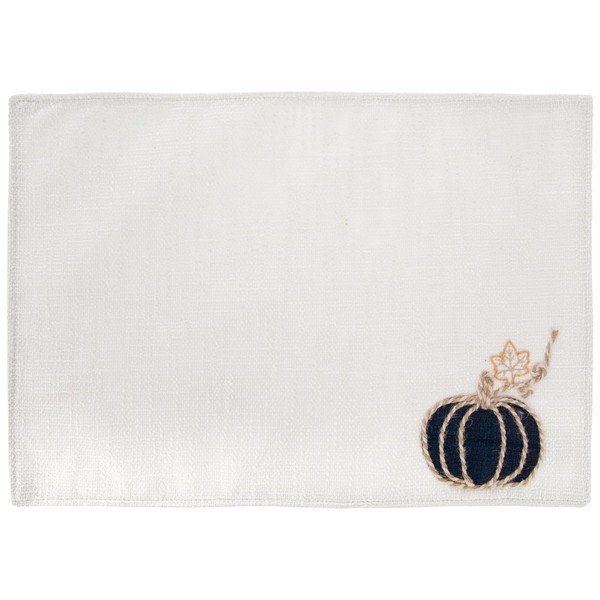 Hobby Lobby White & Blue Pumpkin Linen Placemat, Set of