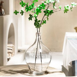 XIUWOUG 11" Large Glass Vase for Decor,Clear Glass Vase for Plants Stems Branches,Glass Jug Vase for Home Decor,Shelf Decor,Mantel Decor,Medium(vase only)