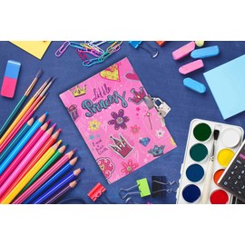 Diary with Lock Girls, 17.8 x 13.5 cm, 80 Lined Sheets, 160 Pages, Princess Children's Diary with Lock, Notebook, Girls for Writing and Drawing, Gifts for Girls 6 7 8 9 10 Years
