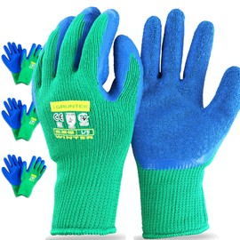 GRÜNTEK 4 Pairs of Protective Thermal Winter Gardening Work Gloves with Polyester Lining and Latex Coating, Size L/9, Suitable for Private and Commercial Use