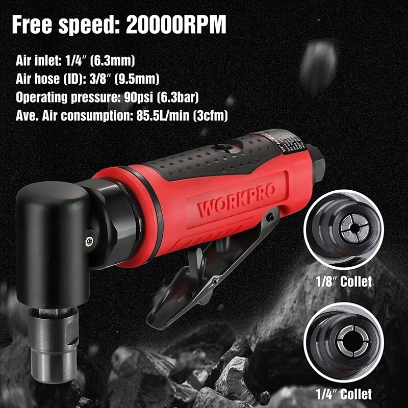 WORKPRO Air Angle Die Grinder 1/4Inch Pneumatic Right Angle Die