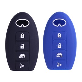 XUHANG Sillicone Key Foba - Carcasa para mando a distancia Infiniti EX35 FX50 G35 G37 M45 QX56 FX50 M35 M56 QX60 QX80, 4 botones, Negro/Azul