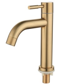 bath & bath Single Lever Stainless Steel Single Faucet Long Faucet Standing Faucet Brushed Gold A-type Height 185mm