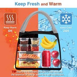 Minicoco Lunch Bag,Insulated Lunch Bags for Women Lunch Cool Bag Leak-Proof Portable Thermal Lunch Bags for Men Girls Children Lunch Organizer for Work, School, Picnic