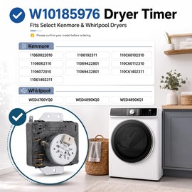 W10185976 WPW10185976 Dryer Timer Compatible with Whirlpool Kenmore Dryers