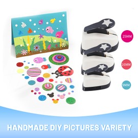 3Pcs Craft Holes Punch Circle/Star/Love Paper Punch，Decorative Scrapbook Paper Punch Machine Set for Making Scrapbook, Card Making, DIY Photo Album (9mm+16mm+25mm)，Star