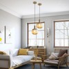 BOKT Modern Large Amber Glass Globe Pendant Light Fixture Brushed