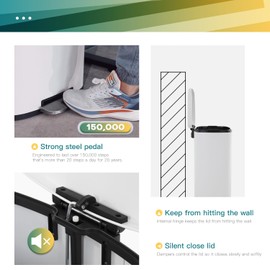 Kitchen Trash Can with Lid for Office Bedroom Bathroom Step Trash Bin Fingerprint-Proof Brushed Stainless Steel Garbage Can 13 Gallon / 50 Liter, Pink