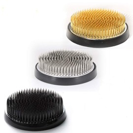 Herramienta de arreglo de flores circular Kenzan Ikebana Rana Flor Rana Soporte de aguja hecho en Japón (redondo 2.4 pulgadas, dorado)