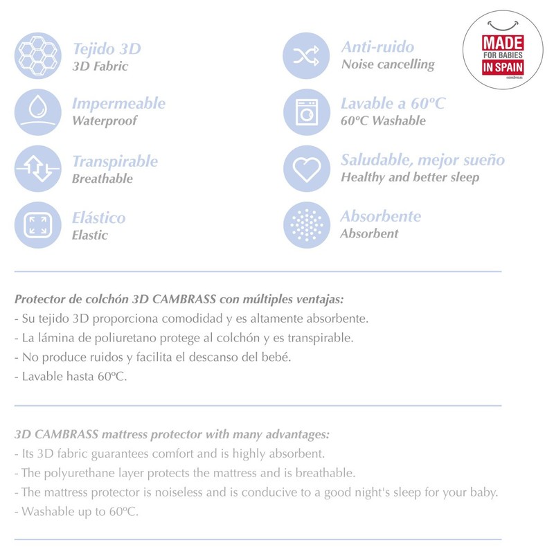 Cambrass 35776 Schonbezug Matratze 3D-Capazo / Carro Liso E Unico,