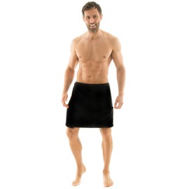 CelinaTex cuddly soft sauna sarong with hook and loop fastener and pocket for men and women; 2 sizes available; 100 % polyester, microfibre, coral fleece.