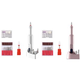 CLSSLVVBN Mini Electric Forgrinder Portable Nail Sander for Gel Polishing Removal and 6 Types of Polishing Heads Can Be Replaced, White