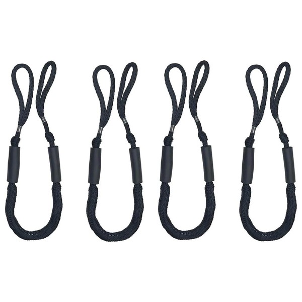 JT-HLM Black Bungee Dock Line Mooring Line Boat Dock and
