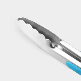 ALLWIN-HOUSEWARE W 304 Stainless Steel Kitchen Cooking Tongs, 9" and 12" Set of 2 Sturdy Grilling Barbeque Brushed Locking Food Tongs with Ergonomic Grip, Blue
