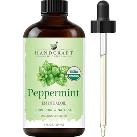 Handcraft Blends Aceite esencial de menta orgánica, 1 onza líquida, 100% puro y natural, aceite esencial de alta calidad para difusor y aromaterapia