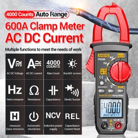 ANENG Digital Clamp Meter Multimeter Tester with AC/DC Current,Voltage, NCV Amp Ohm Volt 4000 Counts Meter Measures Capacitance, Resistance, Diodes, Continuity Frequency Backlight Electrican Tools