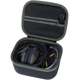 Lebakort Storage Case Compatible with Walkers Razor Slim/Howard Leight Honeywell Impact Sport/PROHEAR 066 030 Electronic Shooting Earmuffs Hearing Protection Muffs (Black + Green Case)