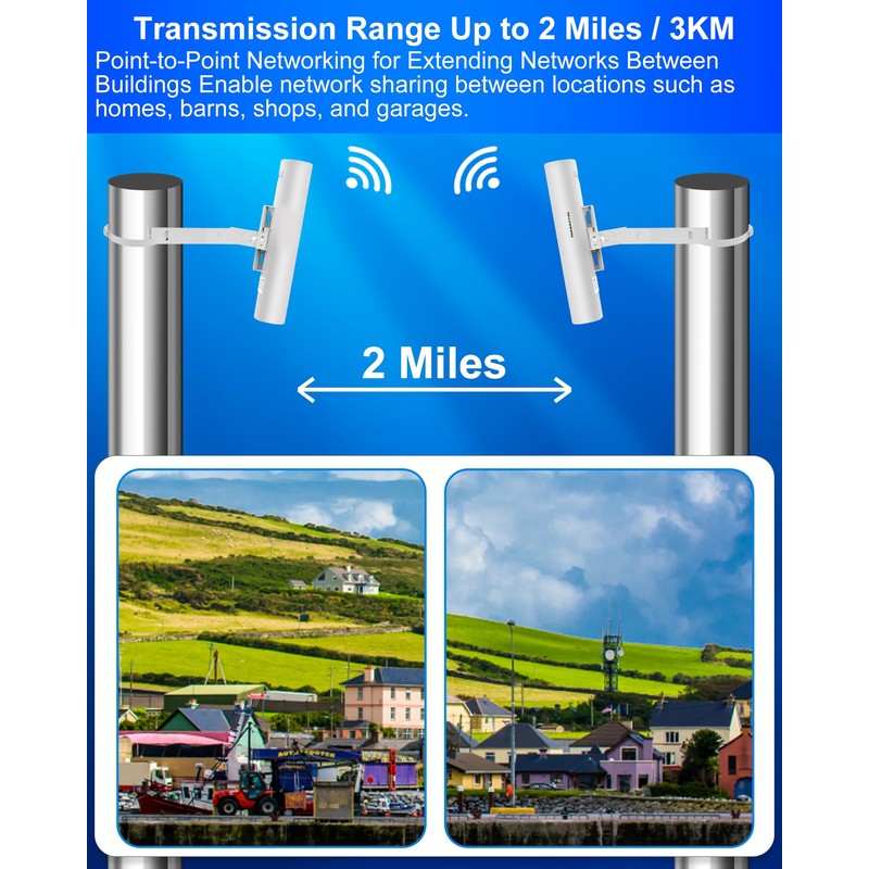 5.8G Wireless Bridge with Pole/Wall Mount Bracket - Extend Starlink