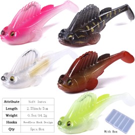 Fishing Lures for Bass Soft Swimbaits with Paddle Tail Soft Plastic Lures with Hidden Pre-Rigged Sharp Hooks for Freshwater Saltwater Fishing Lures Kit for Bass Trout