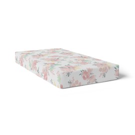 Kushies Baby 100% Breathable Cotton Percale Baby Crib Sheet, Fully Elasticized - Made in Canada 28" x 52" Multi Watercolour Flowers