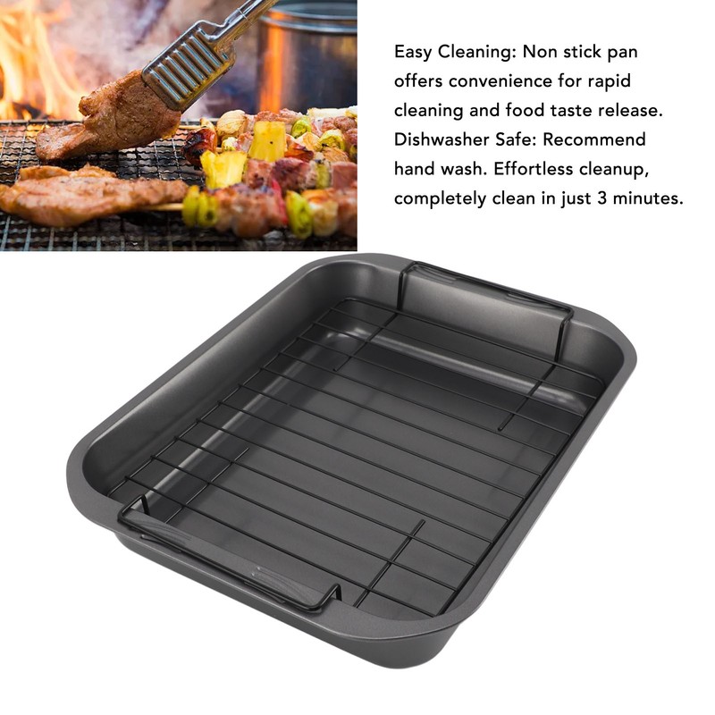 Roast Pan with Rack Rectangle Broiling Pan Carbon Steel Iron