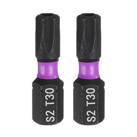 sourcing map 2pcs TT30 Torx Screwdriver Bit 1/4" Hex Shank 25mm/1" Length Magnetic Star 6 Point Head Hex Bits S2 Steel Screw Driver Bit with Hole Industrial Grade Electric Drill Bits
