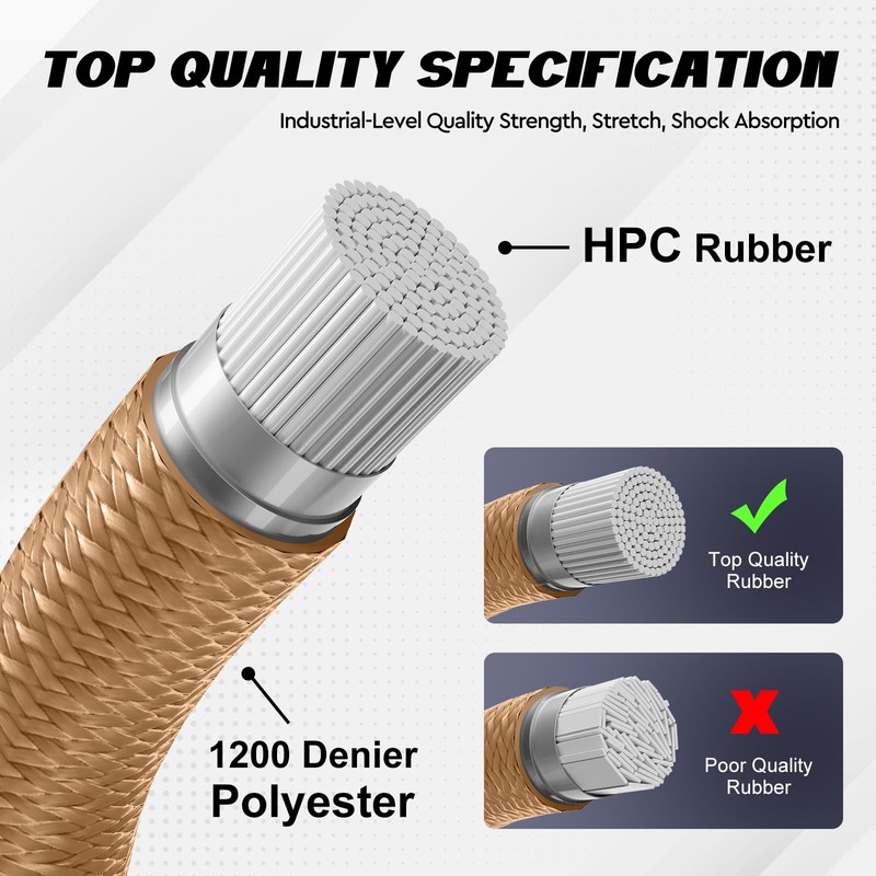 Bungee Cord Elastic Shock Cord, 8mm x 15M Khaki