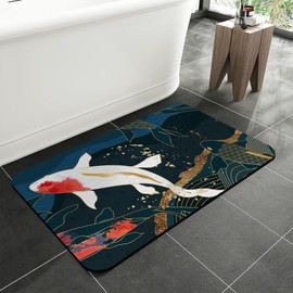 Japanese Koi Fish Bathroom Rugs,Absorbent Quick Dry Bath Mat,Water Absorbing Soft Easy Clean Shower Mat for Bathroom,Tub and Shower,Machine Washable,15.7"×23.6"