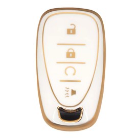 3 4 Button TPU Key Fob Shell Cover for Chevy Volt 2016 2017 2018 2019 2020 2021 EV EUV 2022 2023 2024 Bolt Spark Traverse Trailblazer LT Trax Sonic Equinox 2018-2021 (engine start 4 button white)