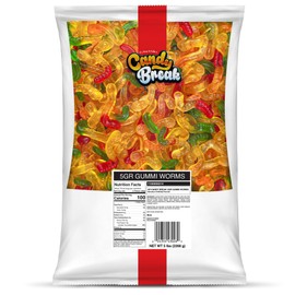 Candy Break Fruity & Sweet Gummy Worms 5 lbs Share Size Bag - Chewy Gummy Bulk Candy Pack - Snacks for Kids & Grown Ups