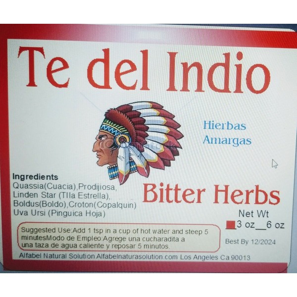 te del indio compuesto de hierbas amargas 3 oz hepatic liver system herbal tea