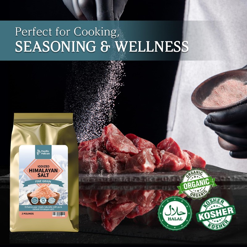 Pacific Pelican Iodized Himalayan Pink Salt | Fine Grain, Unrefined,