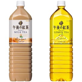 KIRIN Afternoon Tea 2-Flavor Set: Lemon Tea & Relax Milk Tea - 50.72 fl.oz. (1.5L) - Two Each of Two Sets (Total of 4) - MADE IN JAPAN