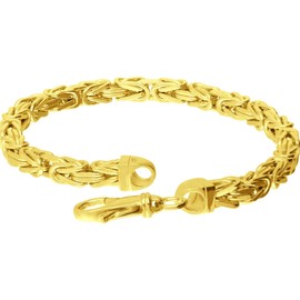 Filango Jewellery - 925 Sterling Silver Byzantine Bracelet with Lobster Clasp - High-Gloss Polished | Choice of Colours and Lengths, 3.2 mm Thickness | 21 cm Length, gold-coloured