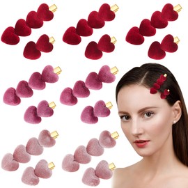 24 Pieces Lovely Heart Hair Clip Valentine's Day Hair Clip Solid Hairpin Hair Clips for Girls Heart Hair Accessories for Valentine's Day Gift