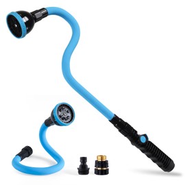Tesony Watering Wand, 29" Bendable Garden Hose Wand with 10 Adjustable Spray Patterns, Water Sprayer Wand with Thumb Control Shut Off Valve, Quick Connector, Great for Hanging Baskets, Watering Plants