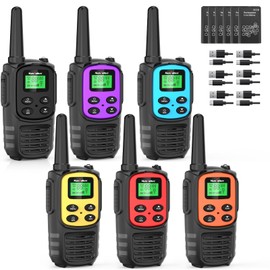 MaxTalker Walkie Talkies Long Range for Adults, Rechargeable Walkie Talkies 6 Pack with 22 FRS Channels, 2 Way Radios, NOAA, Li-ion Battery, LED Flashlight, VOX Gift for Family Hiking Camping