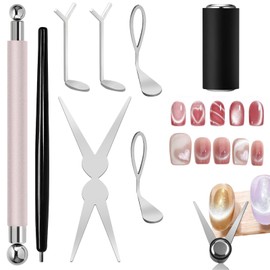 Set di 8 Magneti Cat Eye – Kit Nail Art 3-in-1 con Magneti a Forbice e Cilindrici per Creare Effetti "Goccia di Vetro", Design Cat Eye Curvi e Ampi su Smalto Gel – Ideale per Manicure Fai-da-te e Uso