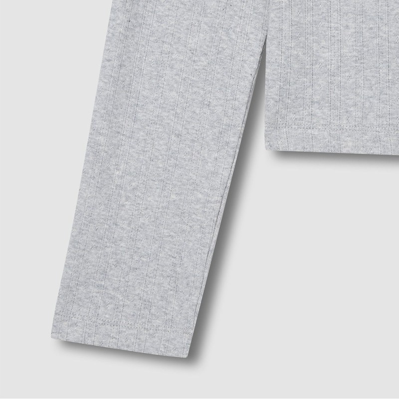 JAJU [JAJU] Her Pointelle Long Sleeve Lounge Cardigan_Melange Grey