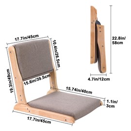 Foldable Floor Chair with Back Support Japanese Style Tatami Chair with Cushion,Portable Legless Meditation Chair Seat Home Bay Window Lazy Backrest Chair for Living Room, Bedroom,Balcony,1 Pack