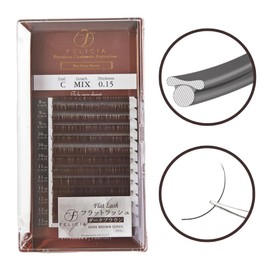 FELICIA [Dark Brown] Flat Lash Ultra Soft Eyelash Extensions Single Matsueku Eyelash C Curl 0.15 Thickness 0.03 - 0.5 inches (8 - 13 mm), Mixed