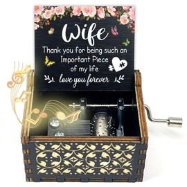 ukebobo Wooden Music Box - You are My Sunshine Music Box - Gift for Valentine's Day, Christmas, Birthday, Anniversary, Girlfriend, Wife- Flower Painting Designed-049