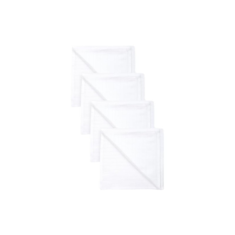 NEXT Baby Muslin Squares Pack of 4, White, Medium