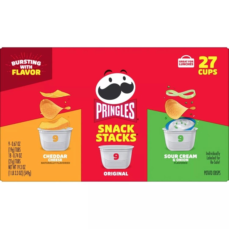 Pringles Potato Crisps Chips, Lunch Snacks, On-the-Go Snacks, 19.3oz Box